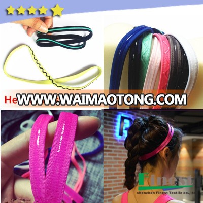 High Quality 1cm Width Sports Headbands with Non Slip Silicone